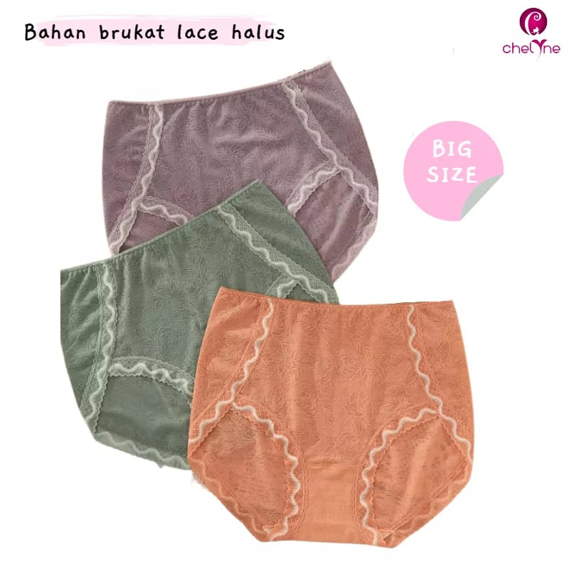 CD Wanita Big Size Chelyne Q2122 Bahan Full Brukat Lace Halus - Jumbo