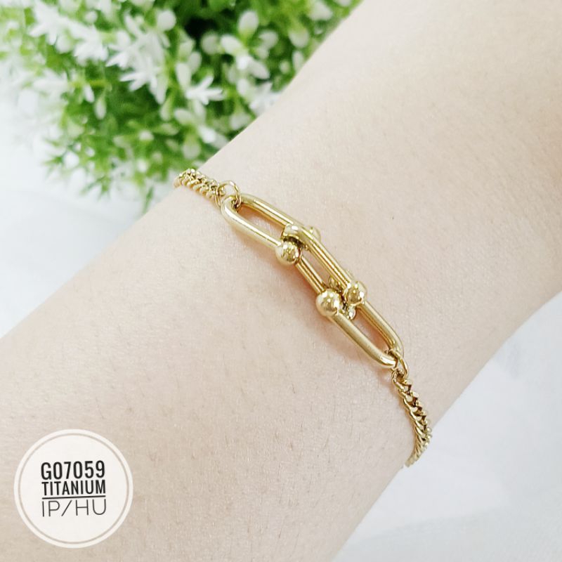 Gelang Titanium rantai gold G07059