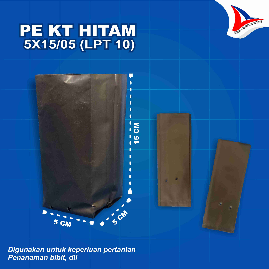 PE KT HITAM/POLYBAG UKURAN 5x15, 6x15, 7,5x15