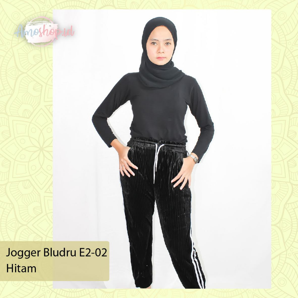 Celana Jogger Bludru Plisket