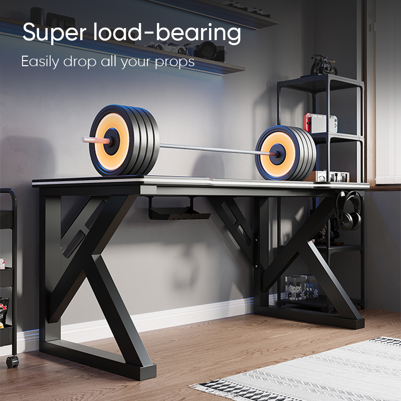 Deli Furniture Meja Gaming / Meja Komputer / Gaming Table Hitam Box Kabel E9151X-2