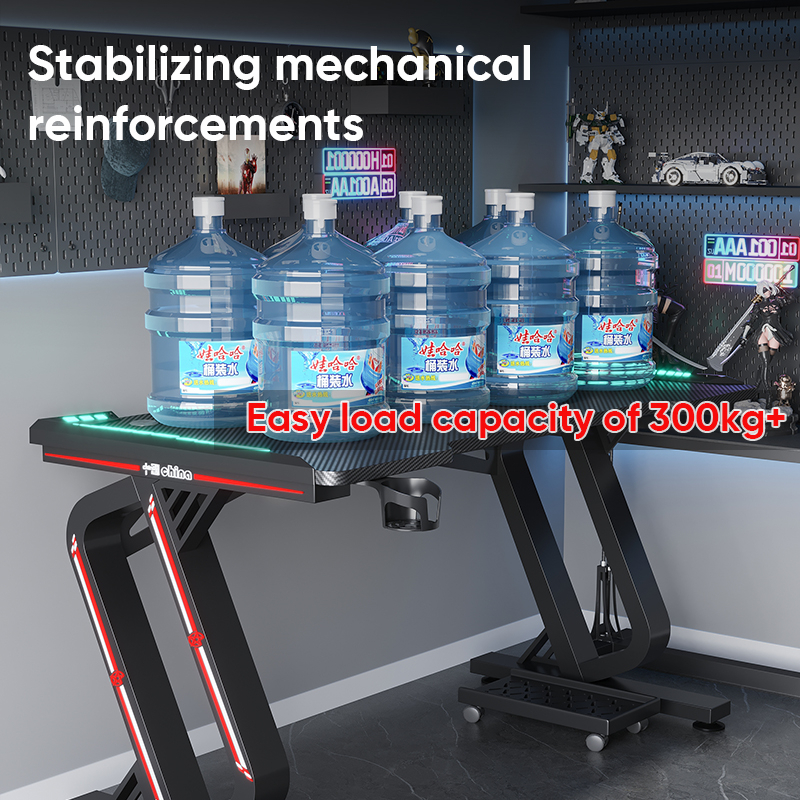 Deli Furniture Meja Gaming / Meja Komputer / Gaming Table Build In LED Light Kapasitas 300 KG E91512-6