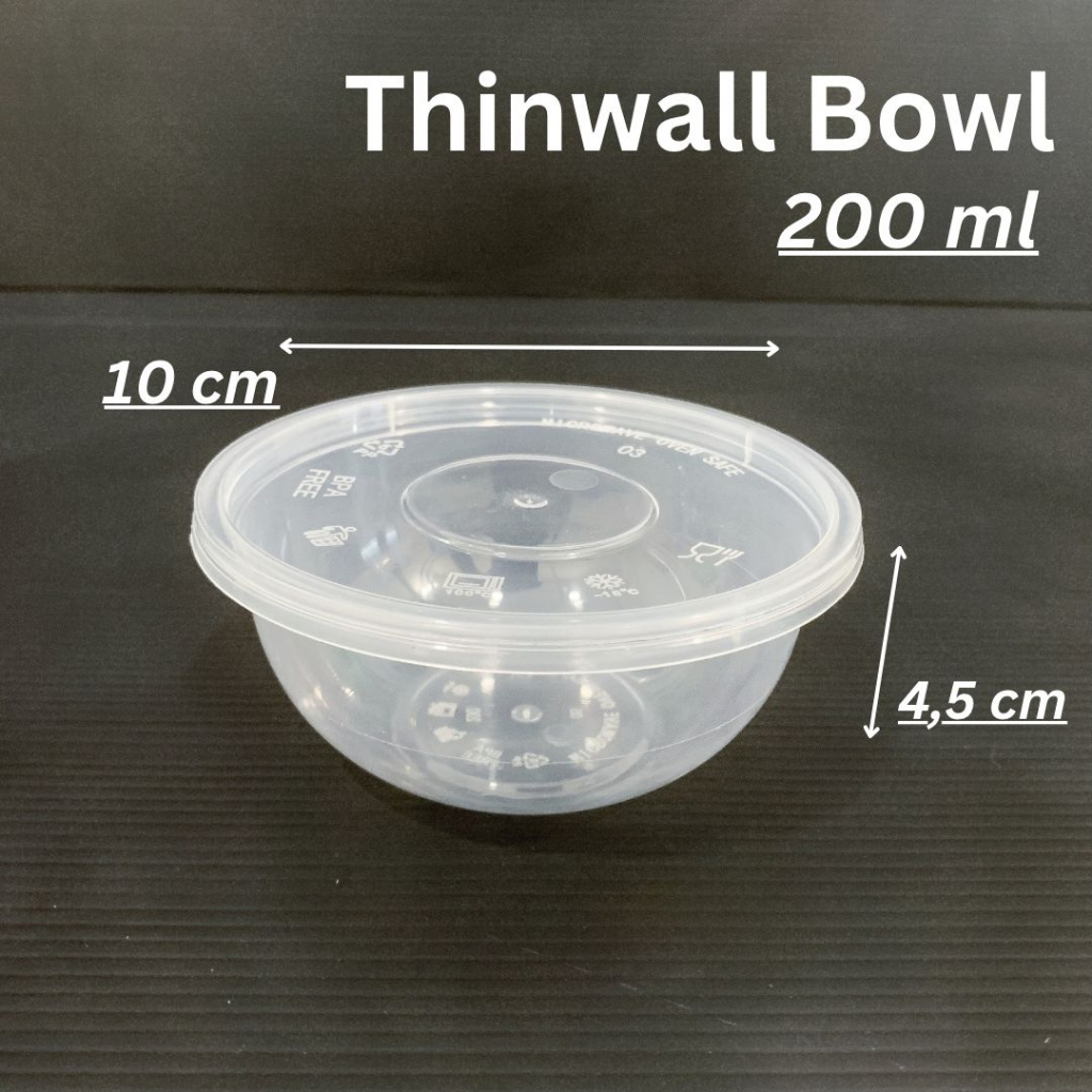 Thinwall Bowl 200 ml / Mangkok Makan Plastik 200ml