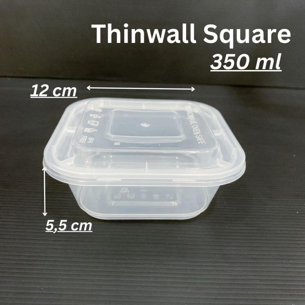 Thinwall Square 350 ml / Mangkok Makan Plastik 350ml