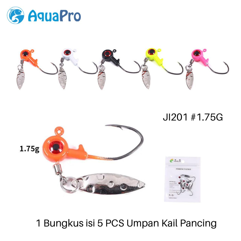 Umpan Jigging 5 Buah Kepala Jig Lambat Kait Pancing 1.75G 3.5G Terkena Timbal Jig Kepala Kait Berduri Umpan Jigging Kait Memancing