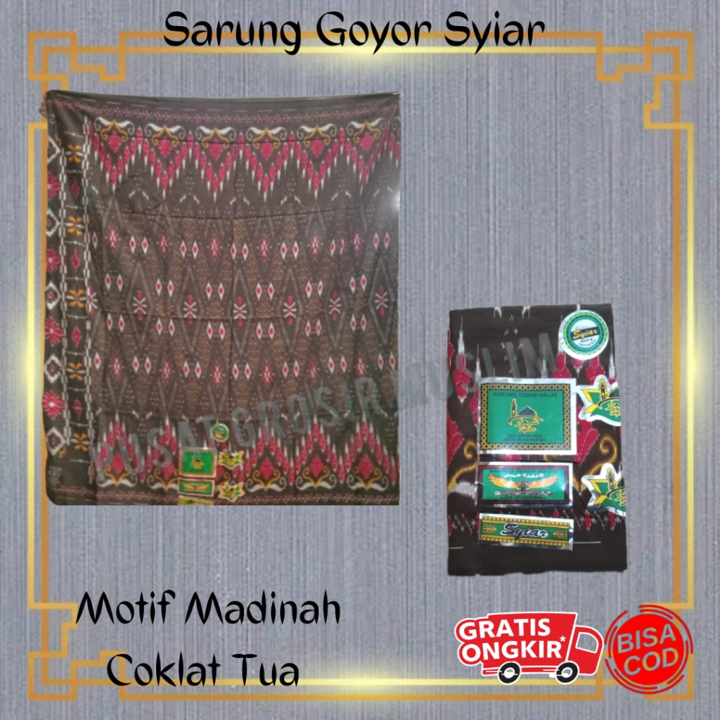 Promo Sarung Goyor Syiar Printing Sarung Goyor Botol Syiar Semi Tenun Motif Madinah Coklat Tua