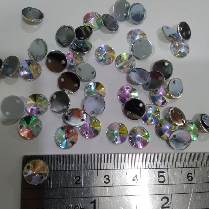 Batu payet bulat 8mm pelangi | permata payet | permata batu bulat