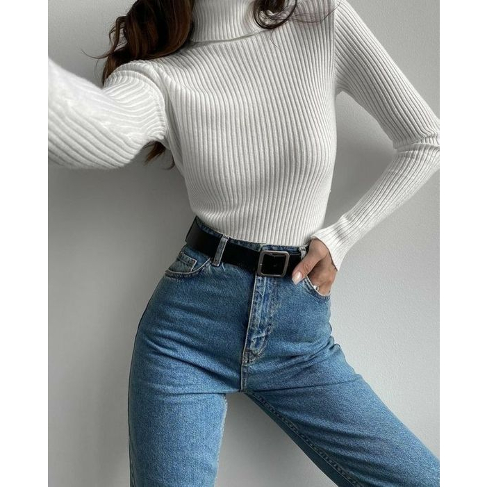 GS023 Turtleneck Tangan Panjang Rajut wanita Pretty