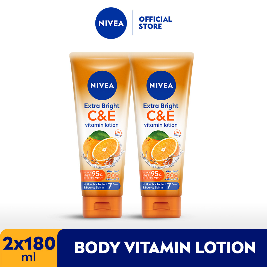 NIVEA Extra Bright Vitamin Lotion C&amp;E 180mL 2x