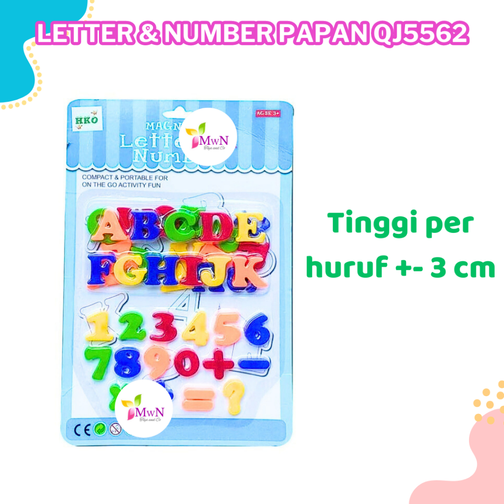 mwn.toys MAGNETIC LETTER &amp; NUMBER PAPAN QJ5562 - MAINAN EDUKASI