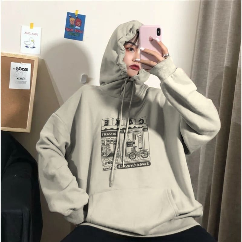 CAKE HOODIE SWEATER WANITA BIGSIZE - SWEATER HOODIE WANITA KOREAN STYLE