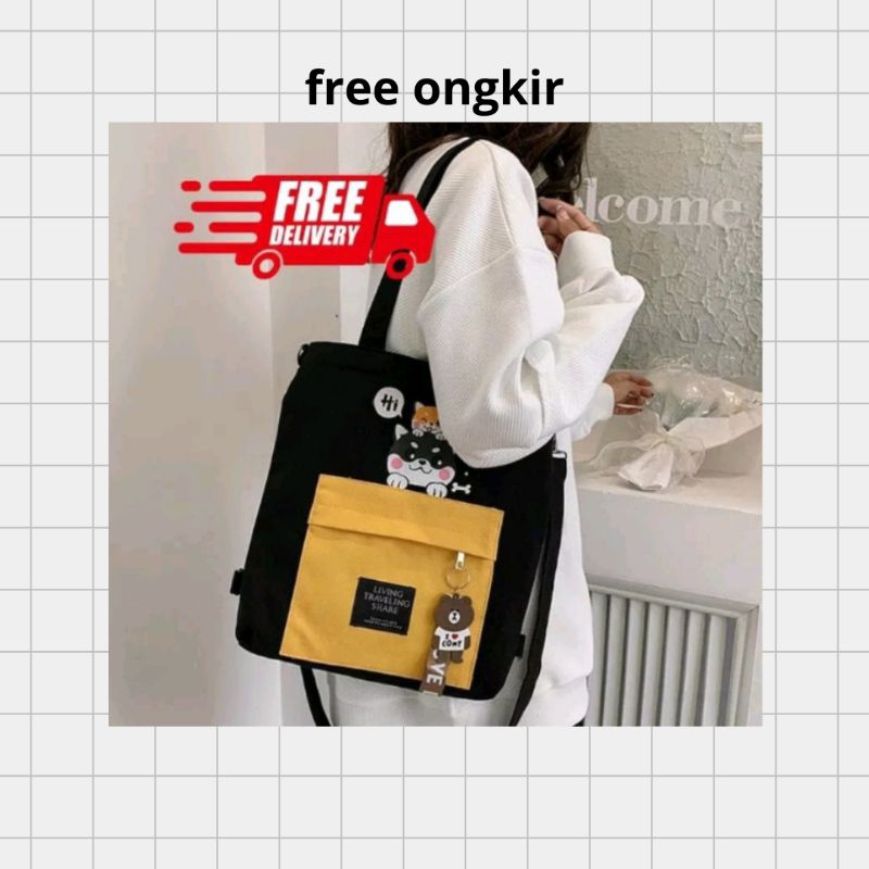 Totebag tas wanita tote bag lidya selempang korean style lucu murah
