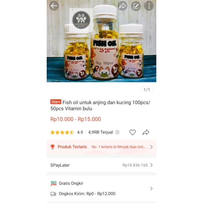 Fish oil untuk anjing dan kucing 100pcs/50pcs Vitamin bulu