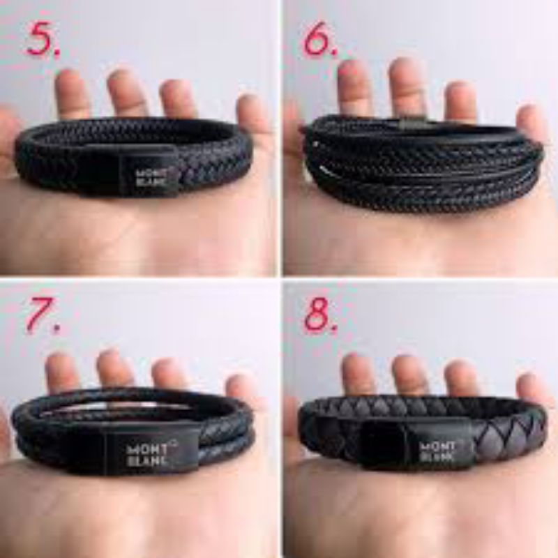 Gelang Tali pria cowok tali leather kulit hitam gelang keren pria