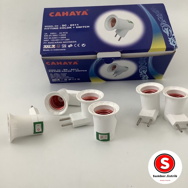 FITTING LAMPU COLOK ON OFF + SWITCH E27 LAMP HOLDER kualitas