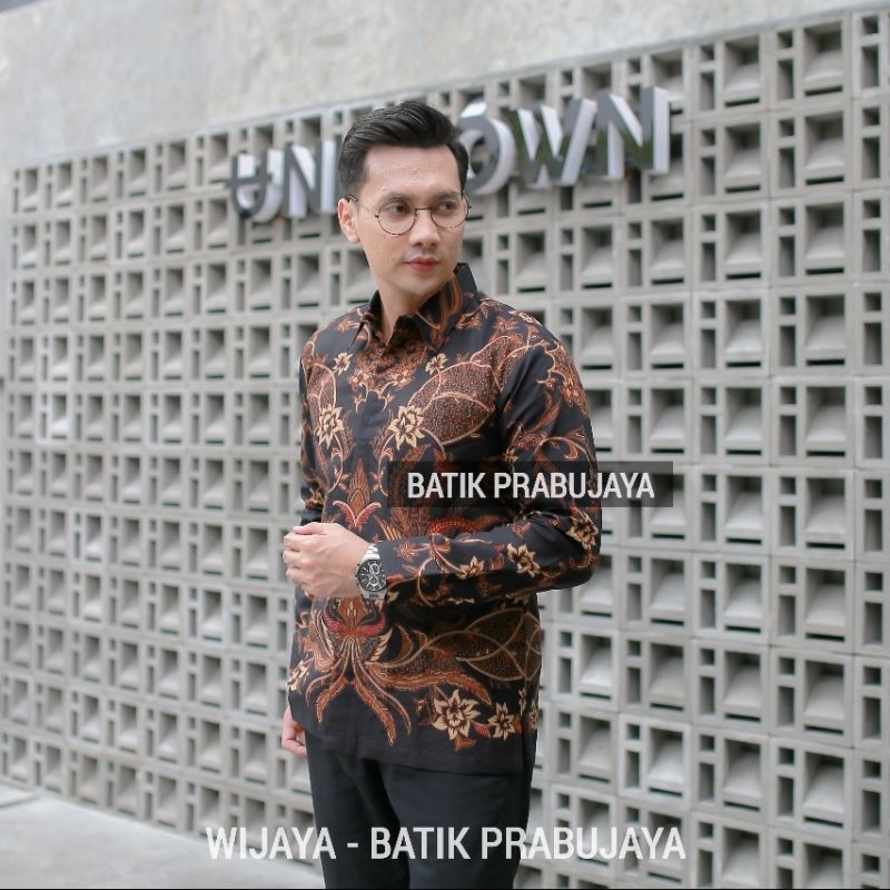 WIJAYA Kemeja Batik Pria Lengan Panjang Modern Premium Full Furing Katun Halus