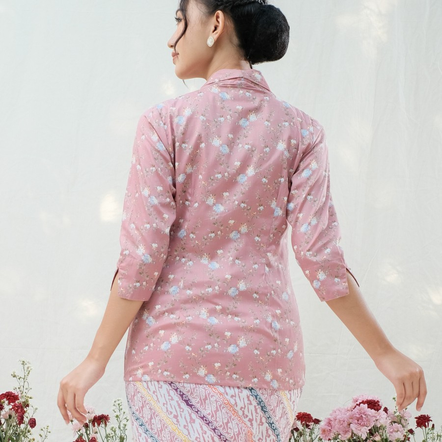 Kebaya Kutubaru Kalina Lengan 7/8 Meradelima Katun Dusty Pink