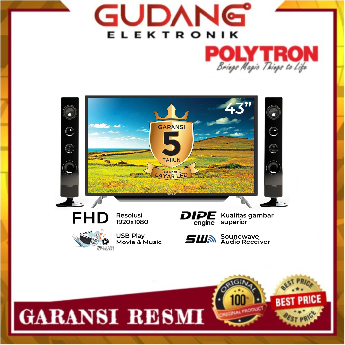 LED TV 43 INCH POLYTRON PLD 43TV1556 CINEMAX TOWER LED POLYTRON PLD-43TV1556 DIGITAL FULL HD