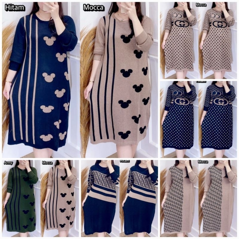 Dress Tunik Rajut JUMBO (Ada 21 motif)
