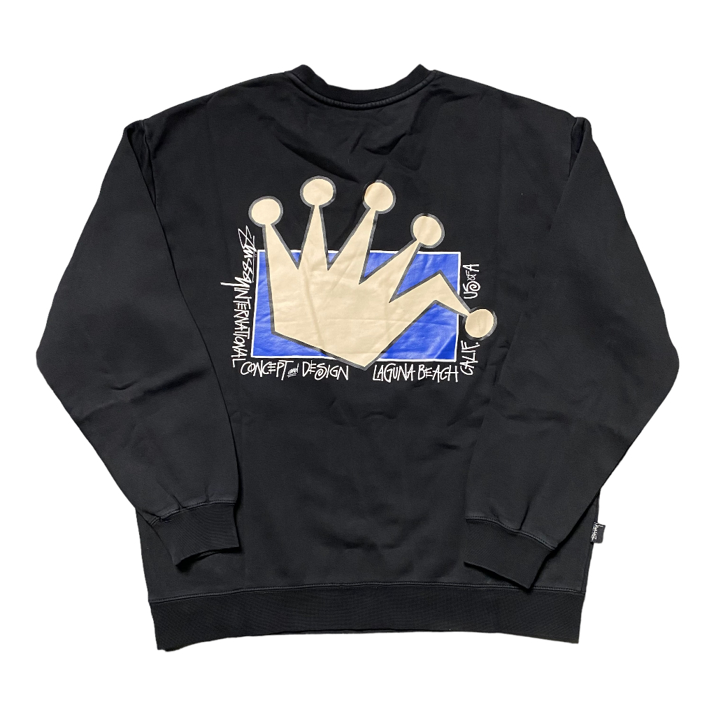 STUSSY LB CROWN 50/50 CREWNECK JUMPER - PIGMENT BLACK