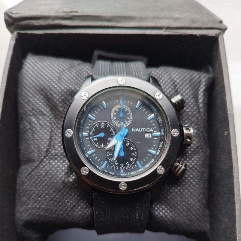 jam tangan original Nautica Chronograph second preloved bekas
