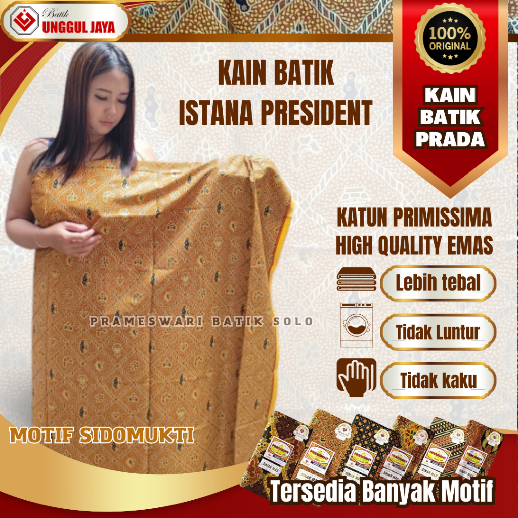 Kain Jarik Batik Prada Solo Motif Sidomukti Jarit Seserahan Sewek Nikahan Pengantin Prameswari