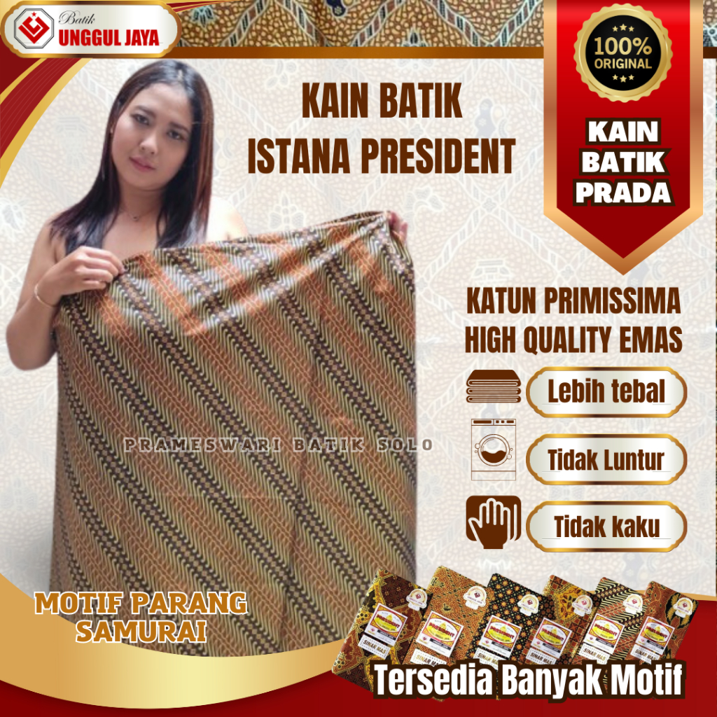 Kain Batik Jarik Prada Solo Motif Pa rang Smurai Jarit Seserahan Nikahan Pengantin Sewek Tapih Jawa
