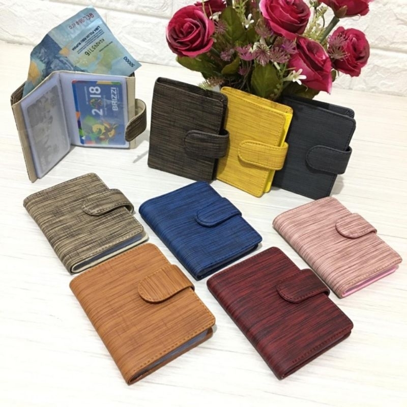 DOMPET KARTU KANCING MOTIF WARNA SERAT / DOMPET KARTU PRIA / DOMPET KARTU WANITA