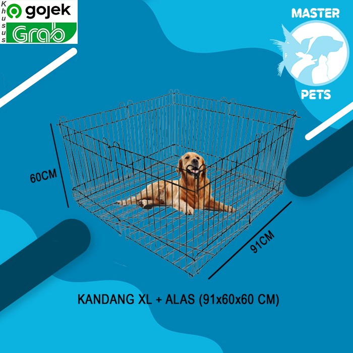 GOSEND Kandang Pagar Hewan Besi + Alas Kucing Anjing Kelinci
