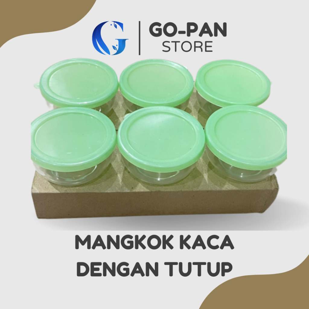 Mangkok Kaca Tutup Plastik 250 - 1000 ml Kedaung Untuk Dessert Puding / Mangkuk Mpasi kaca Tutup Pla