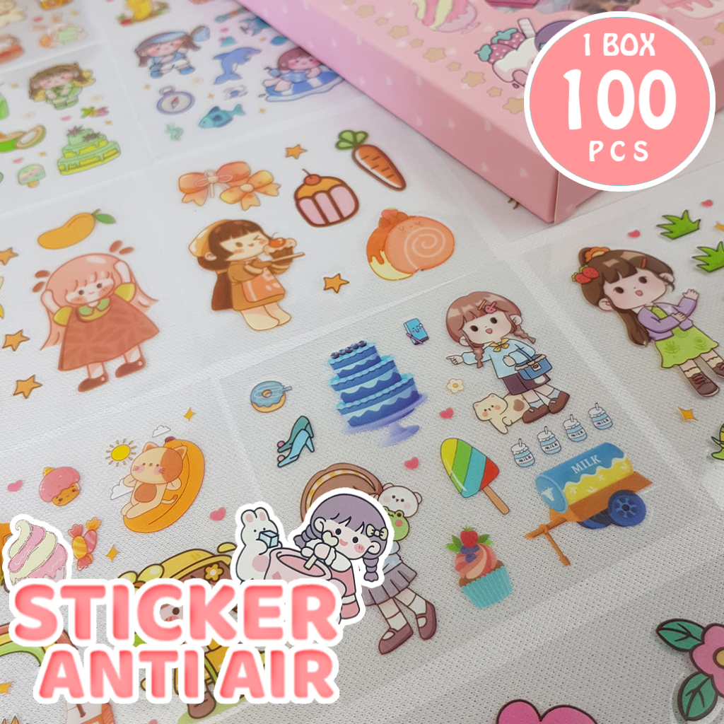 AIMIER Sticker Isi 100PCS Sticker 3D Asthetic Lucu Stiker Aimier / Sticker Jurnal 1 BOX