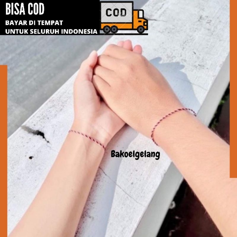 2pcs Gelang couple Tridatu Bali 1mm gelang kombinasi 3 warna Hitam-merah-putih
