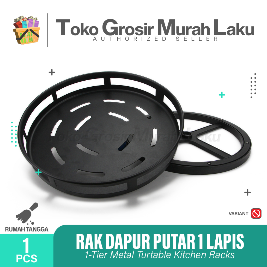 RAK BUMBU DAPUR STAINLES PUTAR 360 DERAJAT TEMPAT BAHAN DAPUR - 1 SUSUN