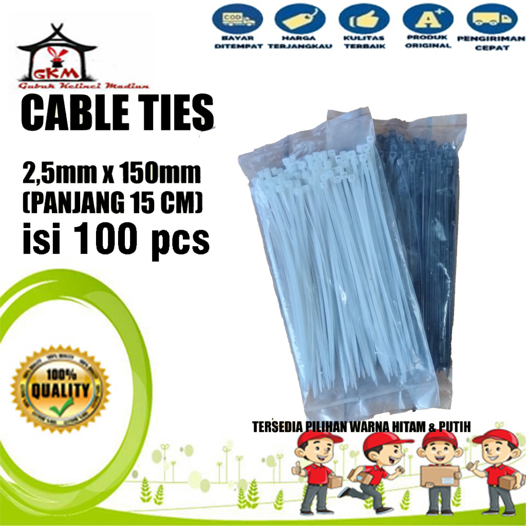 Cable Tie Ukuran 2,5 x 150 mm Isi 100 Pcs