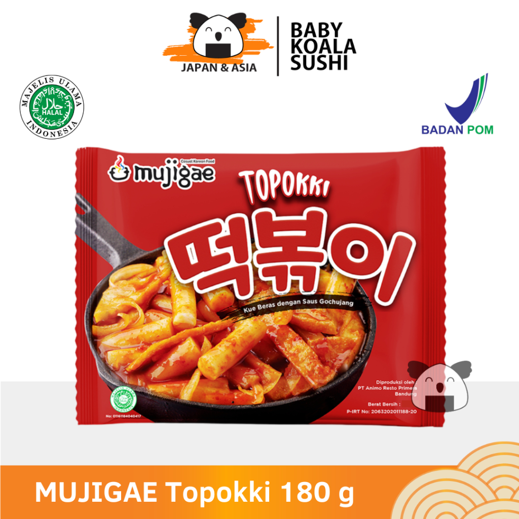 MUJIGAE Rice Cake Topokki 180 g Halal | Kue Beras Dengan Saus Gochujang