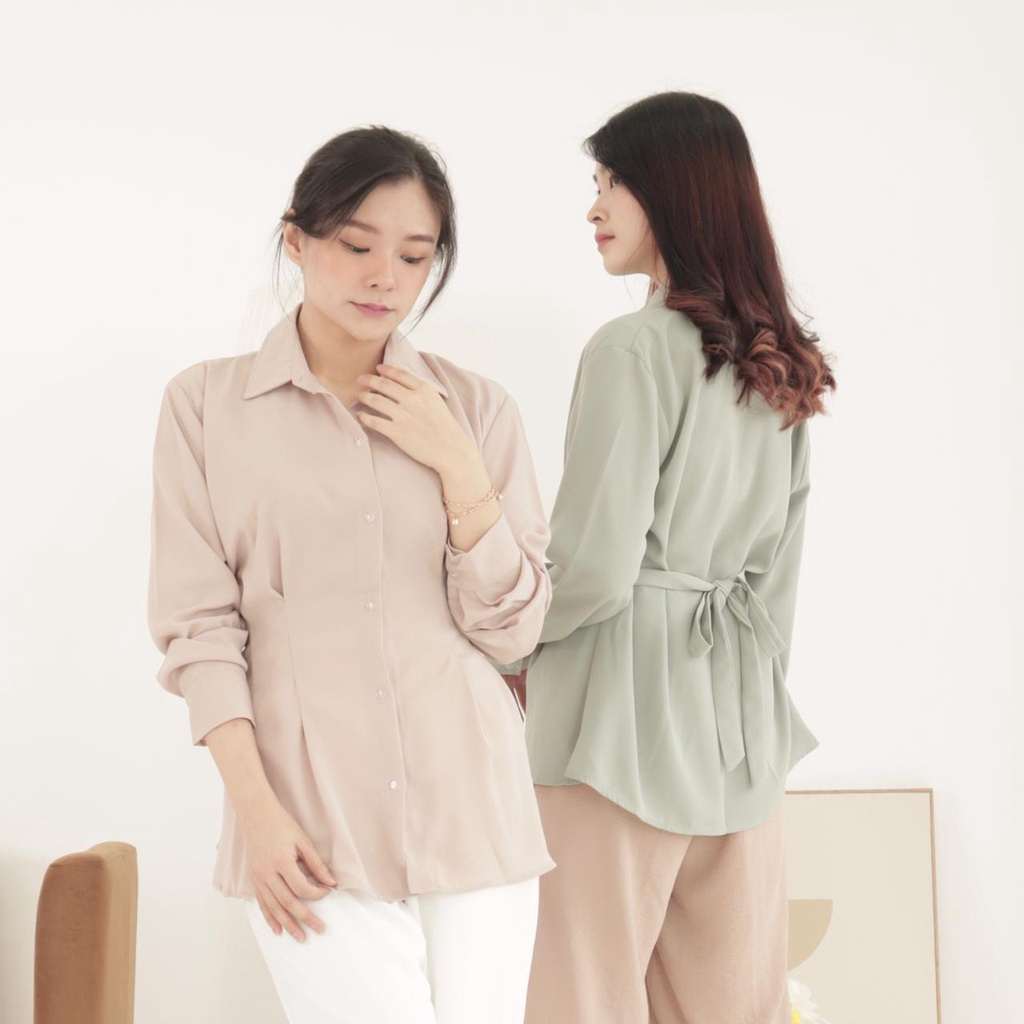 WQ Kwon Top Longsleeve Blouse / Kemeja Wanita / Blouse Wanita / Kemeja Lengan Panjang / Kemeja Kantor / Office Wear / Atasan Wanita