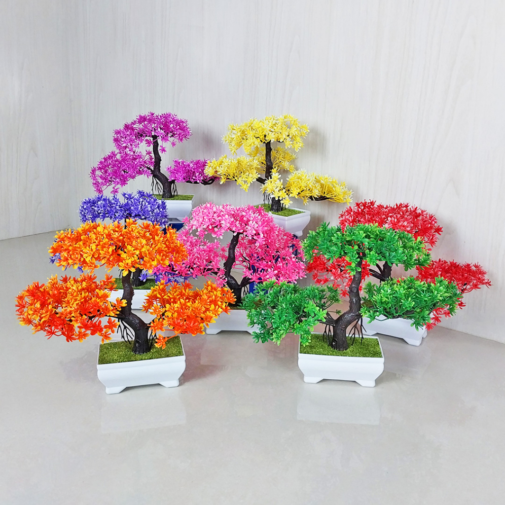 Pot Tanaman Bunga Hias Plastik Tanaman Bonsai Dekorasi Rumah Artificial Flowers Ornamen Tanaman Palsu Bunga Hias PBP01