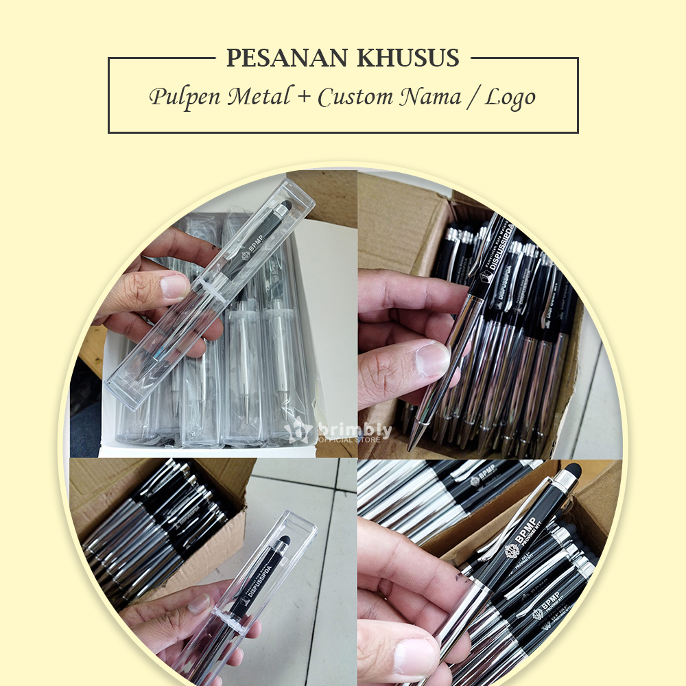 

Brimbly Custom Grafir | Pulpen Metal + Free Grafir Custom Logo/Nama + Box mika transparan | Pulpen promosi | Pulpen Souvenir | Pen metal | Pen custom logo | pen custom nama