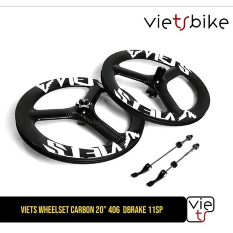 wheelset trispok carbon trispok 3spoke viets 20 22 inch 406 451 20+