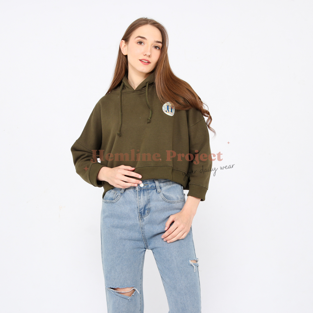 ILAYA Crop Sweater - Olive