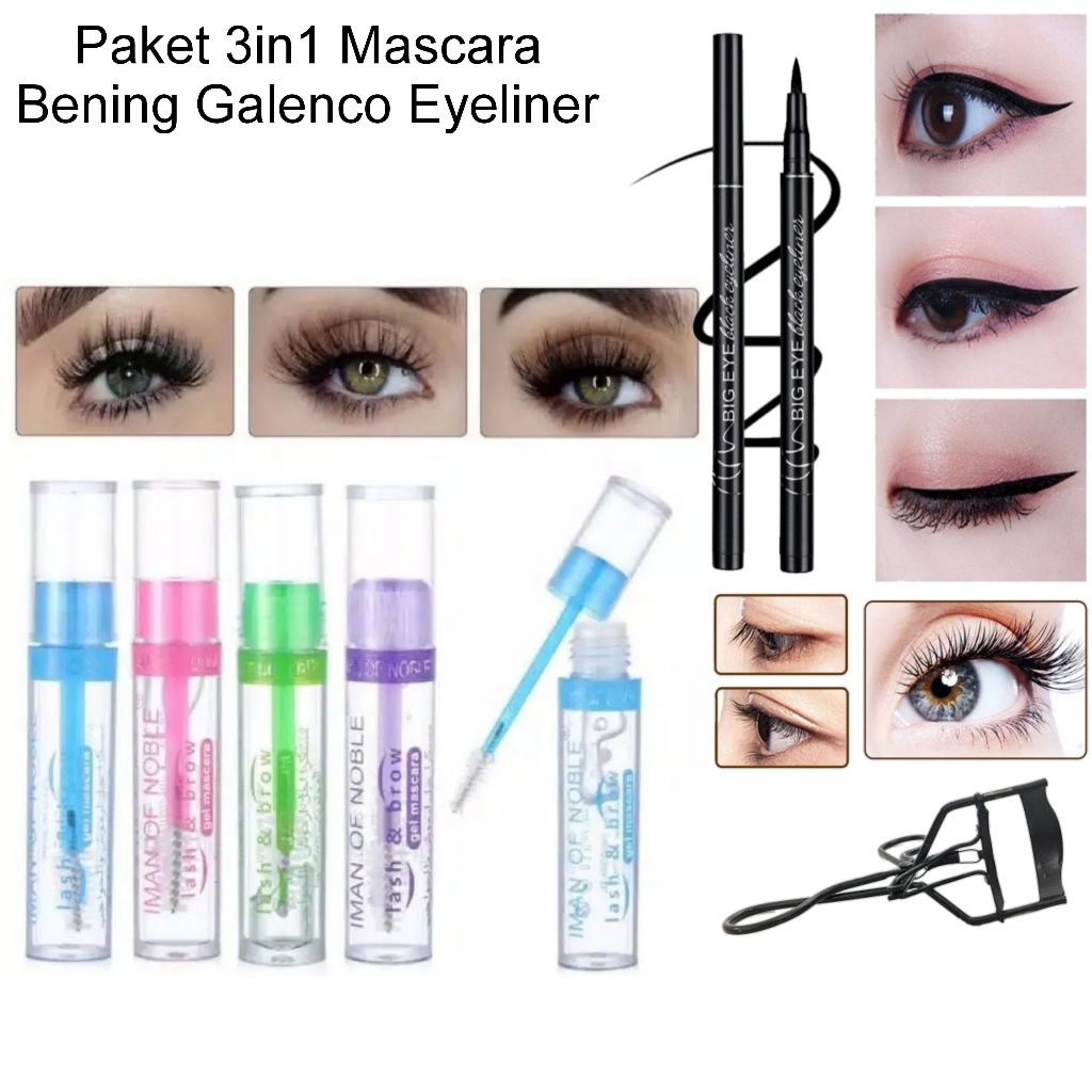 Paket Kecantikan 3in1 Mascara Gel Bening - Eyeliner - Penjepit Bulu Mata - Paket Kosmetik 3in1 Hemat