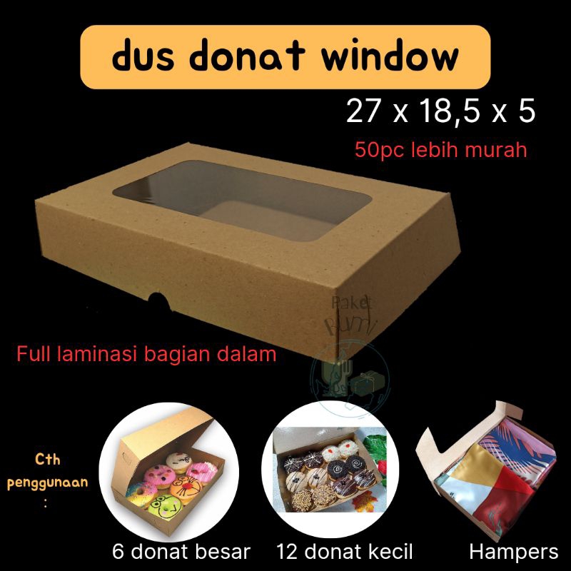 

box donat isi 6 isi 12 dus donat window kraft laminasi coklat box donut donat kraft coklat laminasi dus donut donat isi 6 isi 12 box kraft