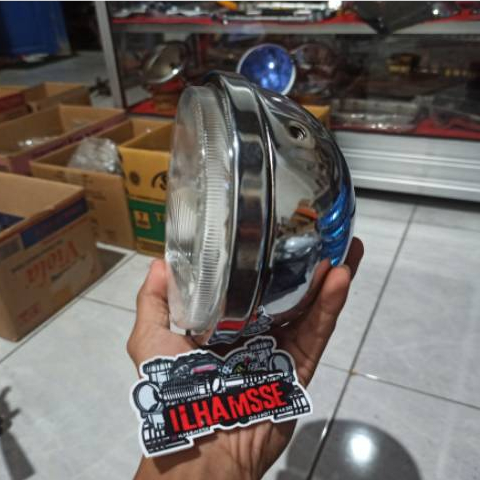LAMPU DEPAN BATOK L2G CHROME KRUM SET REFLEKTOR DEPO