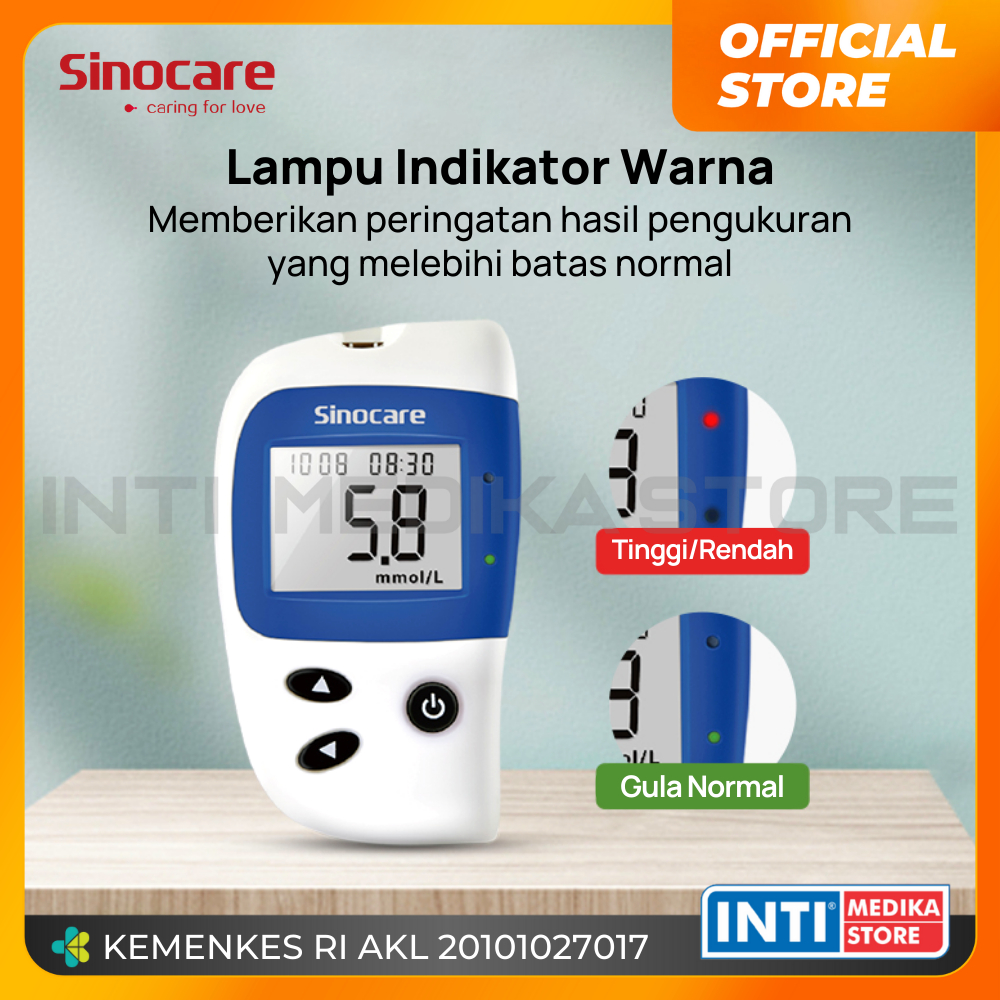 SINOCARE - Alat Cek Gula Darah Safe Accu 2 | Alat Cek Diabetes