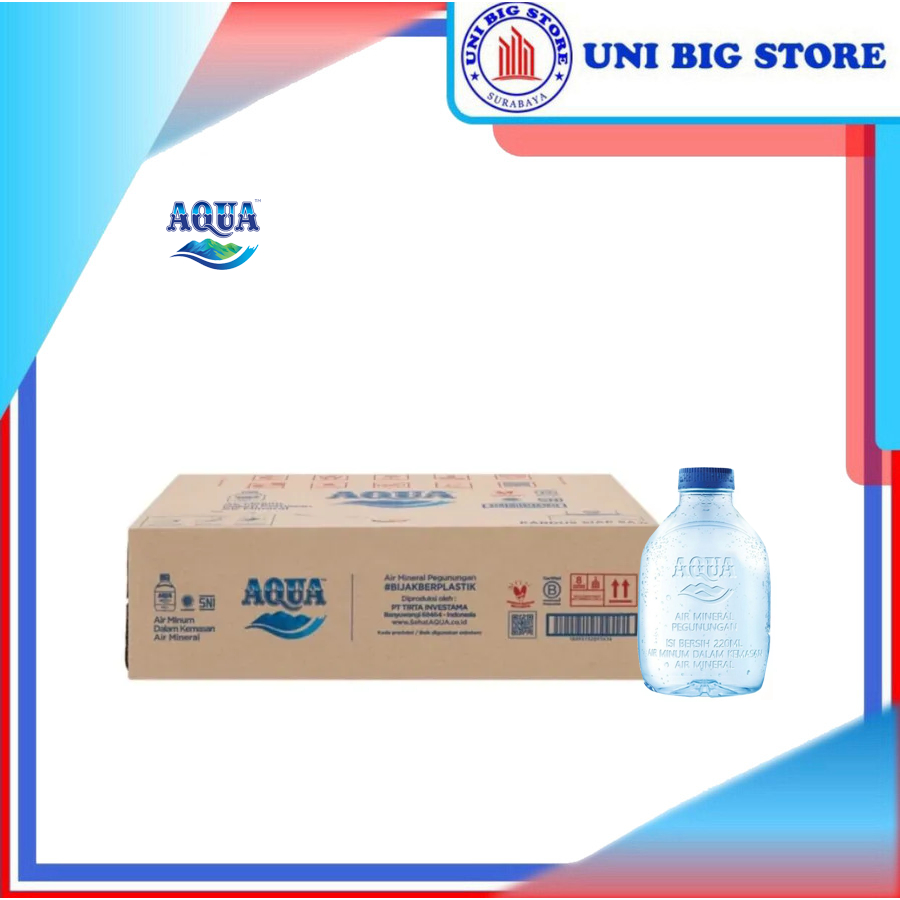 AQUA Air Mineral 220 ml DUS 24 Botol CUBE