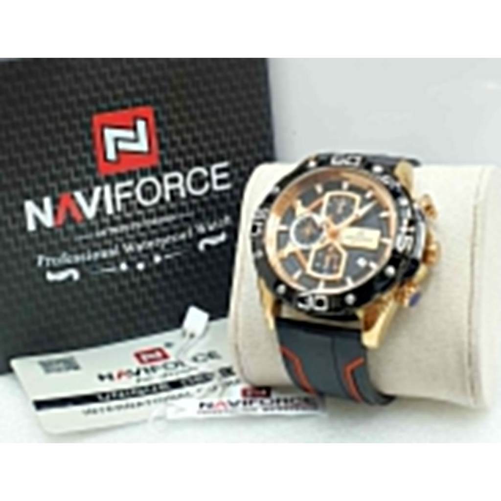 JAM TANGAN NAVIFORCE PRIA DOUBLE TIME ORIGINAL I265 TALI RUBBER DM 5.0CM FREE BOX &amp; BATERAI || JAM TANGAN FASHION NAVIFORCE PRIA DOUBLE TIME