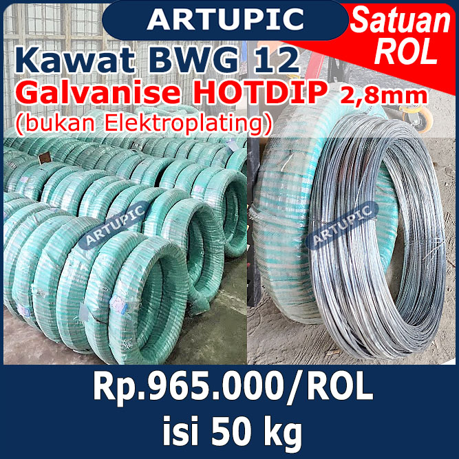 Kawat Galvanise BWG 12 HOTDIP 2,8 mm (PER ROL) Kawat Seng Galvanis BWG12 Kawat ikat kandang kawat beton ikat seng 2.8mm