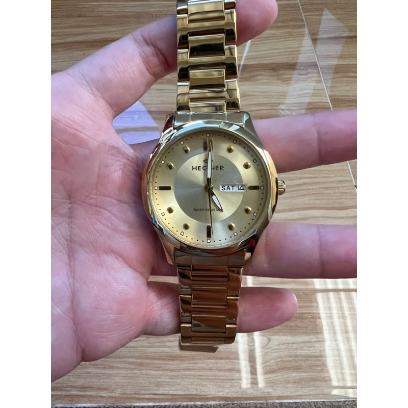 JAM TANGAN PRIA HEGNER 3904 HW 3904 Full GOLD ORIGINAL