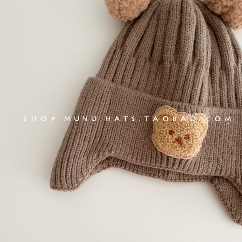 Pom bear beanie bayi beruang