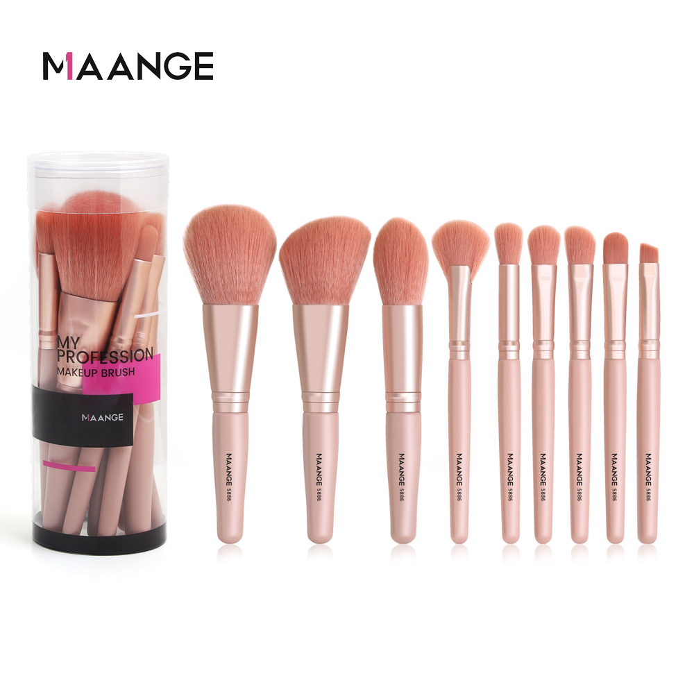 MAANGE 9 Pcs/Set Makeup Brush Set Rambut Lembut Fluffy Blush On Bubuk Concealer Eyeshadow Blending Sikat Besar Alat Kecantikan Untuk Wanita 5886